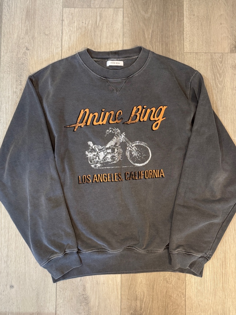 Anine Bing Charcoal Pullover with Orange Logo